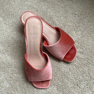 Chinese Laundry Rose Velvet Slides SZ 9 M